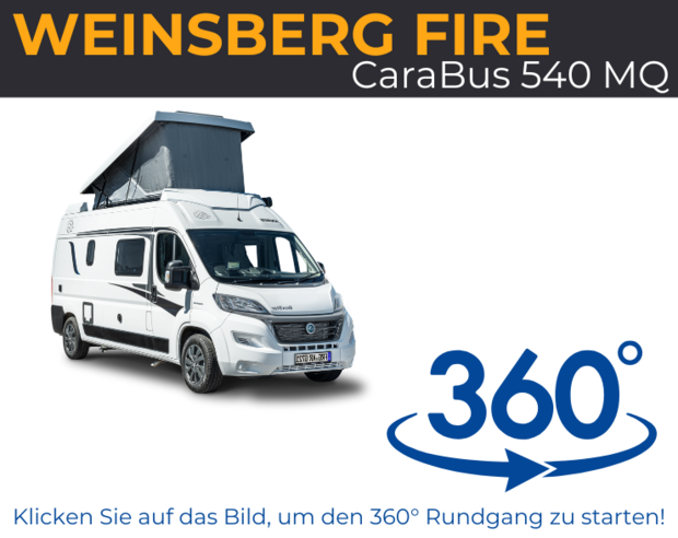 virtueller 360-Grad-Rundgang in 3D - Weinsberg CaraBus 540 MQ Edition Fire Weinsberg CaraBus 540 MQ Edition Fire: virtueller 360-Grad-Rundgang in 3D
